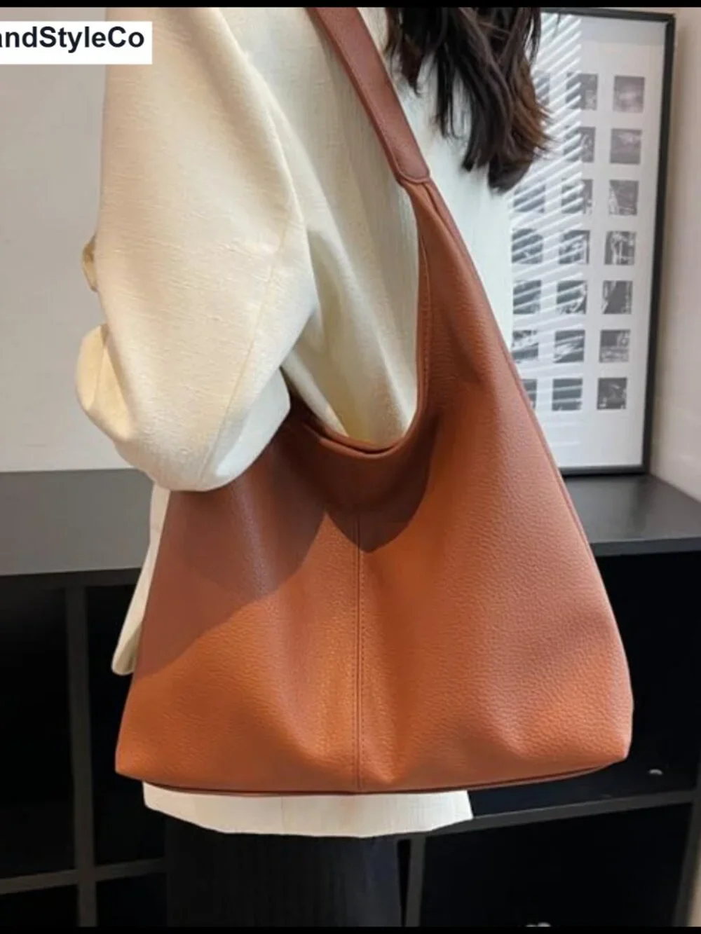 Slouchy Hobo Bag Retro Faux Leather Shoulder Purse